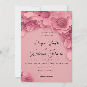 Convite casamento floral rosa 3d