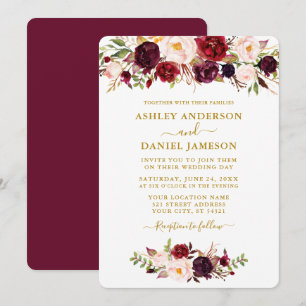 Convite Casamento Floral Rosa-Amarelo Dourado