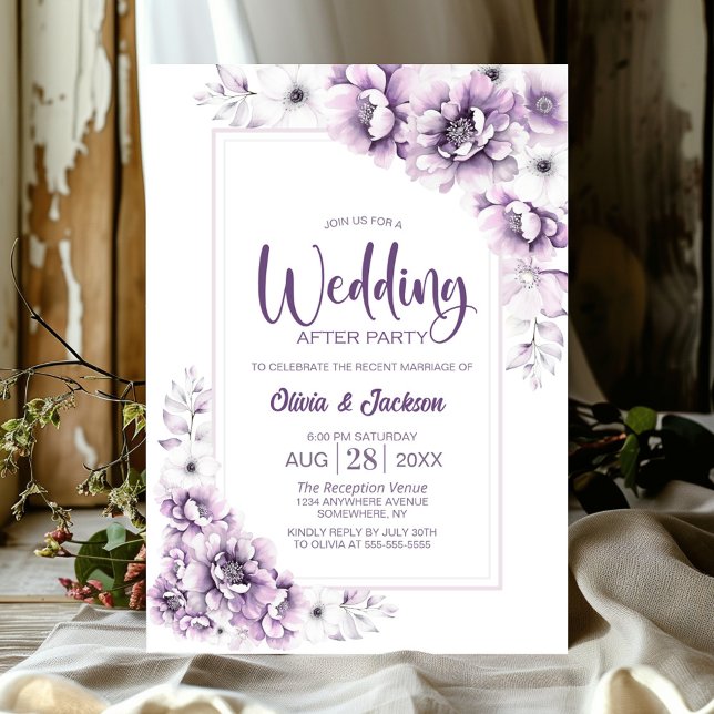 Convite Casamento Floral Rosa Após Festa (Criador carregado)