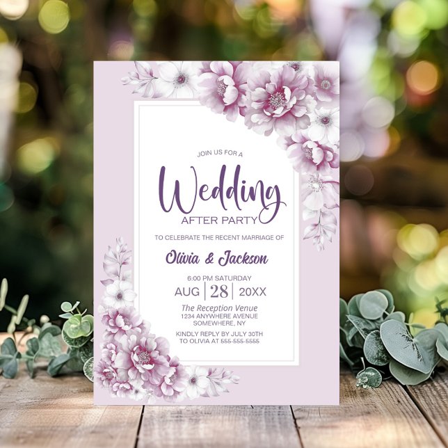 Convite Casamento Floral Rosa Após Festa (Criador carregado)