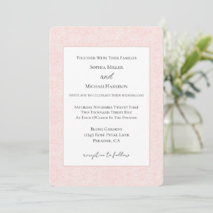 Convite Casamento Floral Rosa Bege