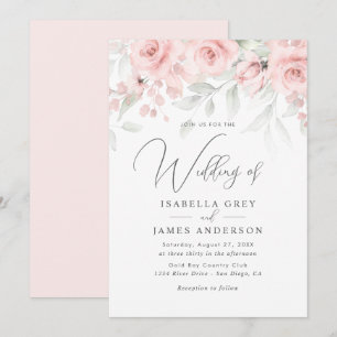 Convite Casamento Floral Rosa Bege 