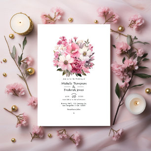 Convite Casamento Floral Rosa Bege