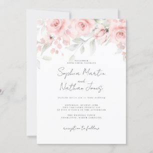 Convite Casamento Floral Rosa Bege