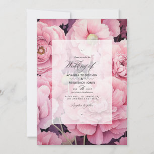 Convite Casamento Floral Rosa Bege