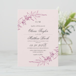 Convite Casamento Floral Rosa Bege Moderno & Elegante
