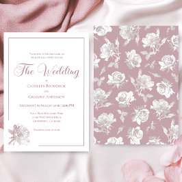 Convite Casamento Floral Rosa Bege Romântico
