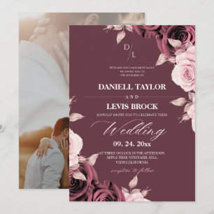 Convite Casamento Floral Rosa Bege Rosa Blush