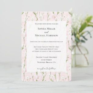Convite Casamento Floral Rosa bonito