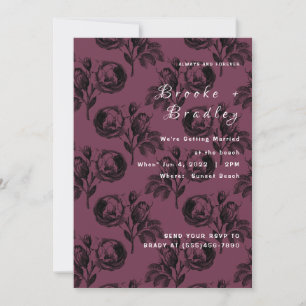 Convite Casamento Floral Rosa Borgonha