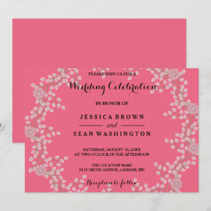 Convite Casamento Floral Rosa Chic e Pérolas