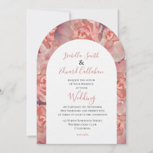 Convite Casamento Floral Rosa Coral em Aquarela Elegante