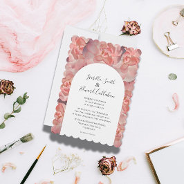 Convite Casamento Floral Rosa Coral em Aquarela Elegante