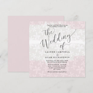 Convite Casamento Floral Rosa e Bege Boho