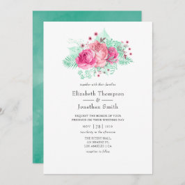Convite Casamento Floral Rosa e Mint