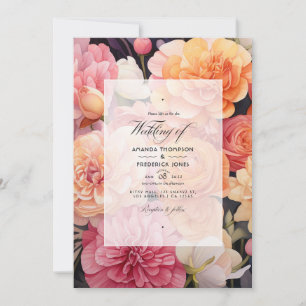 Convite Casamento Floral Rosa e Pêssego