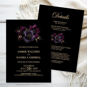 Convite Casamento Floral Rosa e Roxo