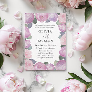 Convite Casamento Floral Rosa e Roxo Boho