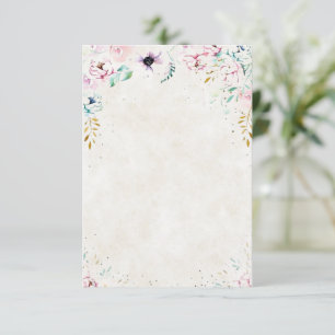 Convite Casamento floral rosa e roxo bonito em branco  