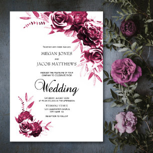 Convite Casamento Floral Rosa Elegante
