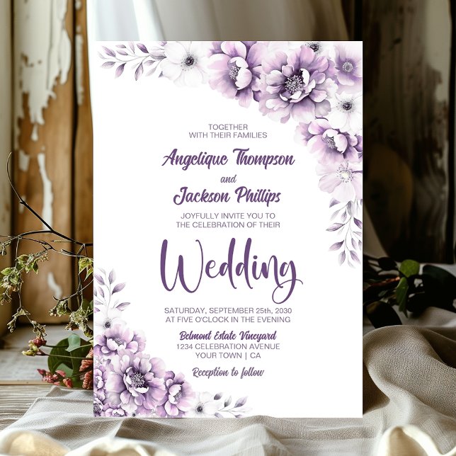 Convite Casamento Floral Rosa Elegante (Criador carregado)