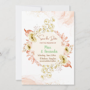 Convite Casamento floral rosa elegante salvar o dia do con