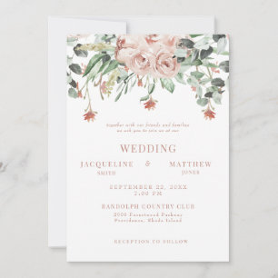 Convite Casamento Floral Rosa Elegante Sem Pais