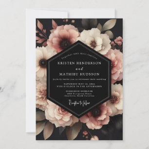 Convite Casamento Floral Rosa Empoeirado