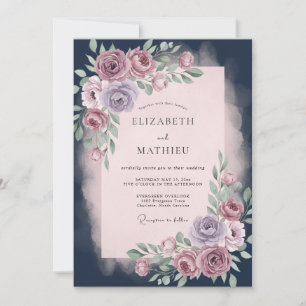 Convite Casamento Floral Rosa Empoeirado
