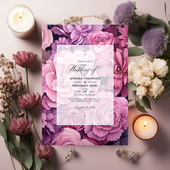 Convite Casamento Floral Rosa Empoeirado e Malva (Criador carregado)