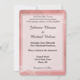 Convite Casamento Floral Rosa Escrito