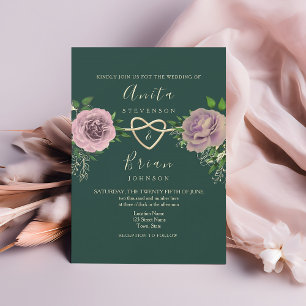 Convite Casamento Floral Rosa Esmeralda