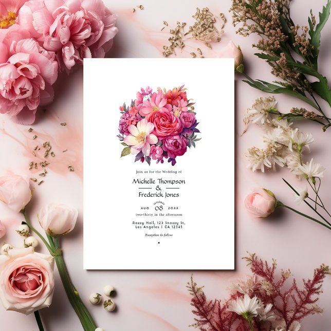 Convite Casamento Floral Rosa Fondant (Criador carregado)