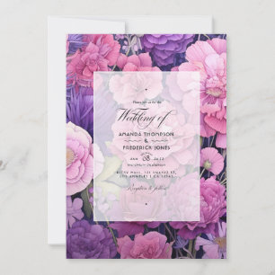 Convite Casamento Floral Rosa-Lavanda e Quase-Mauve