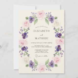 Convite Casamento Floral Rosa Lavanda Primavera