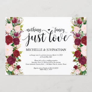 Convite Casamento floral rosa Marsala Elopement Recepção