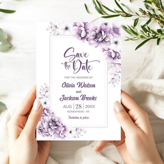 Convite Casamento Floral Rosa Moderno Salve a Data (Criador carregado)