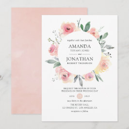Convite Casamento Floral Rosa Pastel