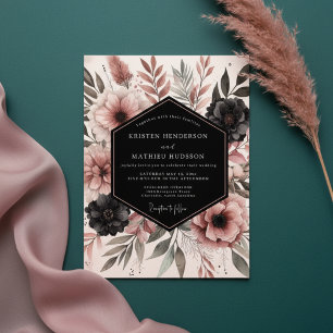Convite Casamento Floral Rosa Poeirento no Bosque