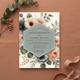 Convite Casamento Floral Rosa Poético