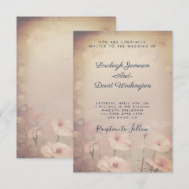 Convite Casamento floral rosa retrô