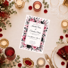 Convite Casamento Floral Rosa Romântico