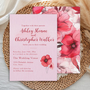 Convite Casamento Floral Rosa Romântico