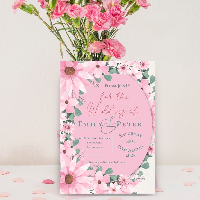 Convite Casamento Floral Rosa-Rosa-Blush Elegante Chic (Chic Elegant Watercolor Blush Pink Floral Wedding Invitation)