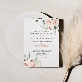 Convite Casamento Floral Rosa Rosa Rosa Clássica