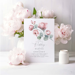 Convite Casamento Floral Rosa Rosa Rosa Rosa Rosa, Moderno