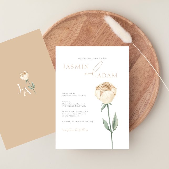 Convite Casamento Floral Rosa Rosa Rosa Rosa Simples Esmag (Simple Elegant Blush Pink Rose Floral Wedding Invitation)