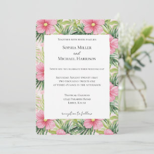 Convite Casamento Floral Rosa-Rosa-Tropical