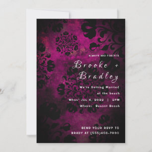 Convite Casamento Floral Rosa‑Roxo