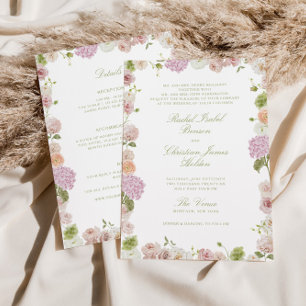 Convite Casamento Floral Rosa Verde Tudo em Um